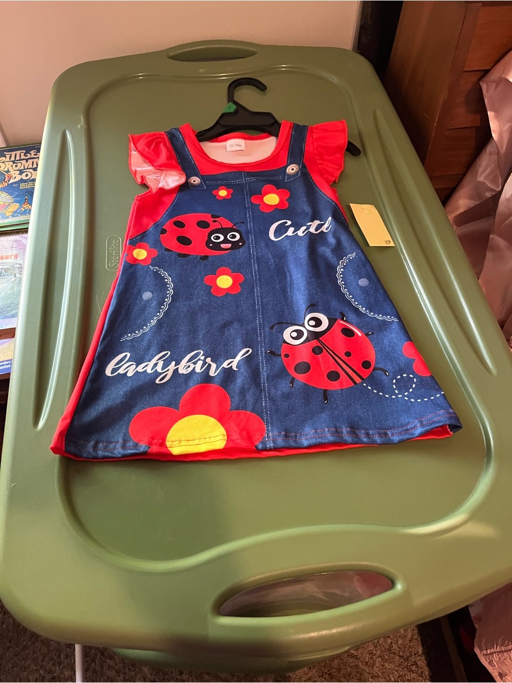 Cute Ladybug Red & Navy Girls' Dress 12-18 months